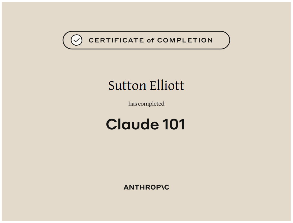 Claude 101 Certificate