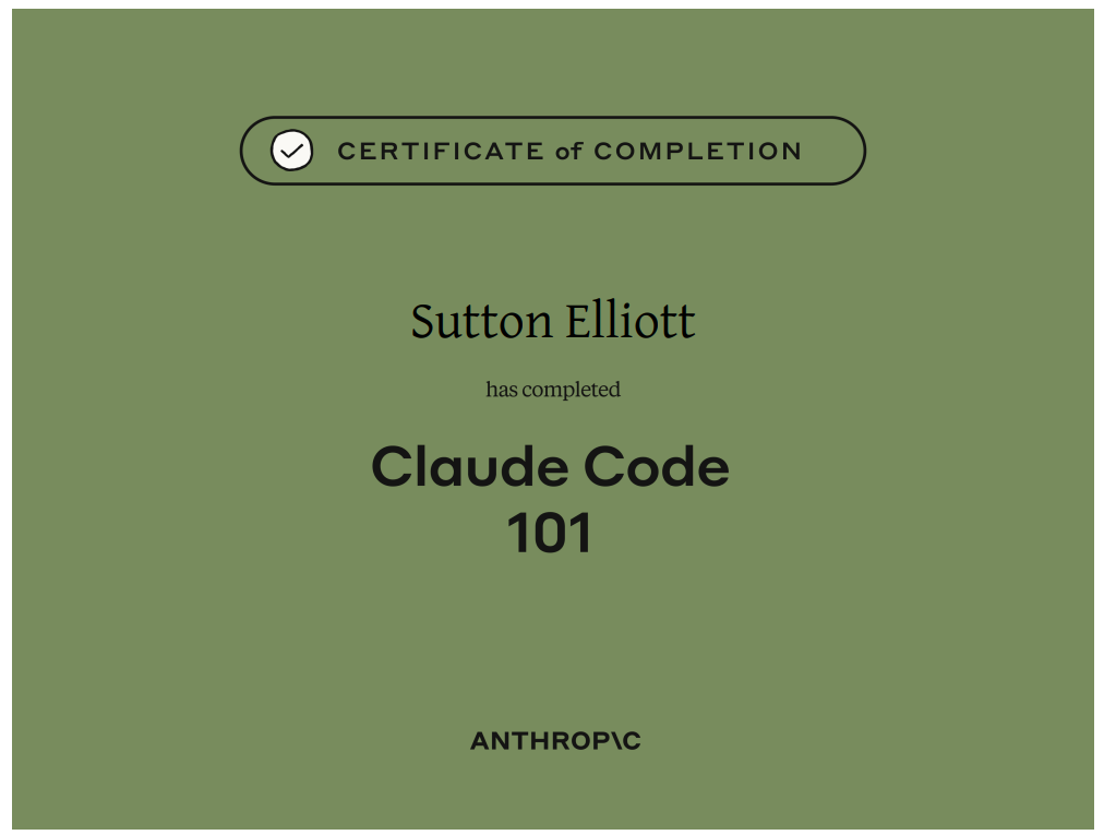 Claude Code 101 Certificate