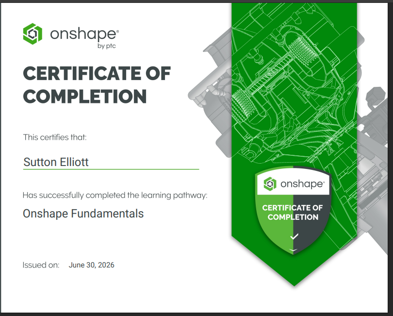 Onshape Fundamentals Certificate