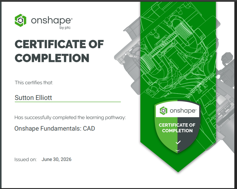 Onshape Fundamentals: CAD Pathway Certificate